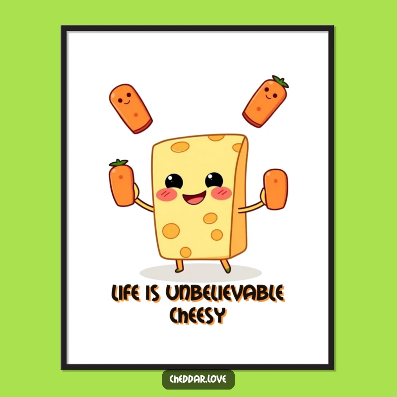 Funny Free Printable Wall Art: Cheesy Pepperoni Juggling, Quirky DIY Downloadable Decor