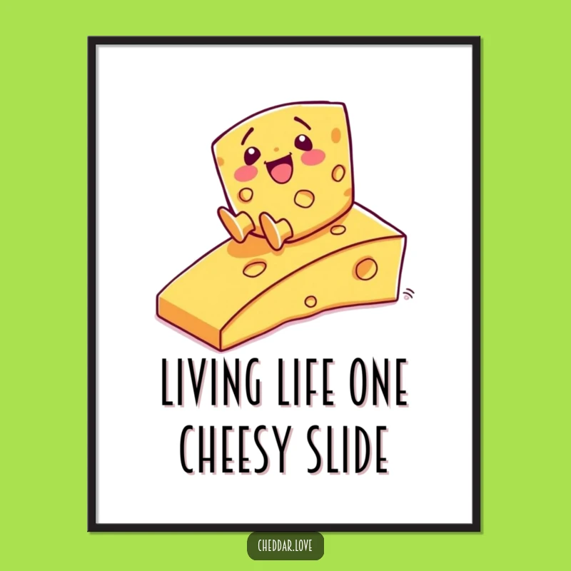 Funny Free Printable Wall Art: Happy Cheese Ramp Slide, Hilarious Decor