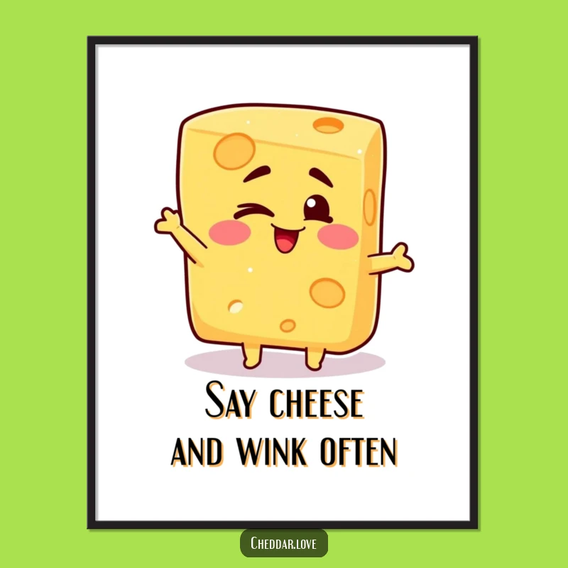Free Printable Wall Art: Silly Winking Cheese - Humorous Downloadable Decor Gift