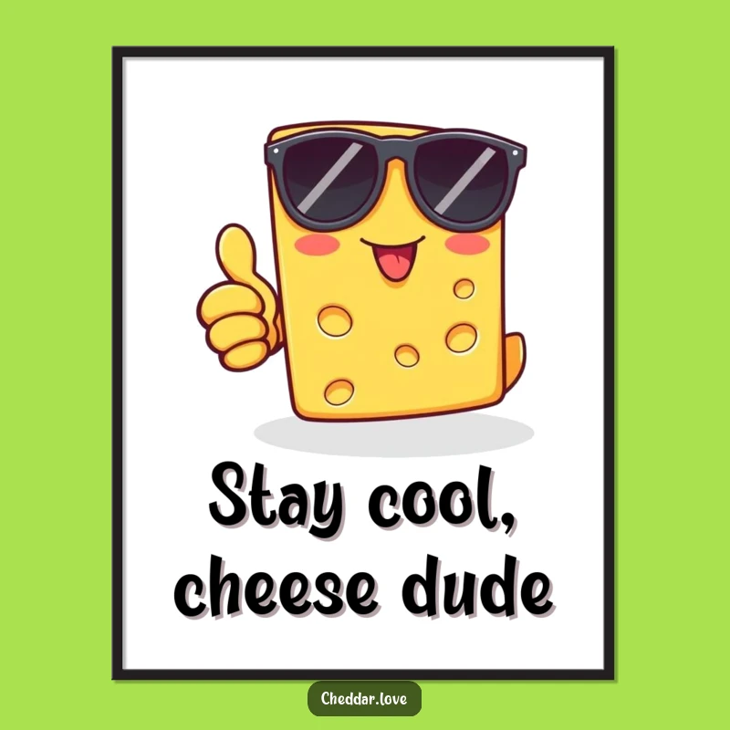 Free Printable Wall Art: Funny Cheese Dude Sunglasses Thumbs Up Art