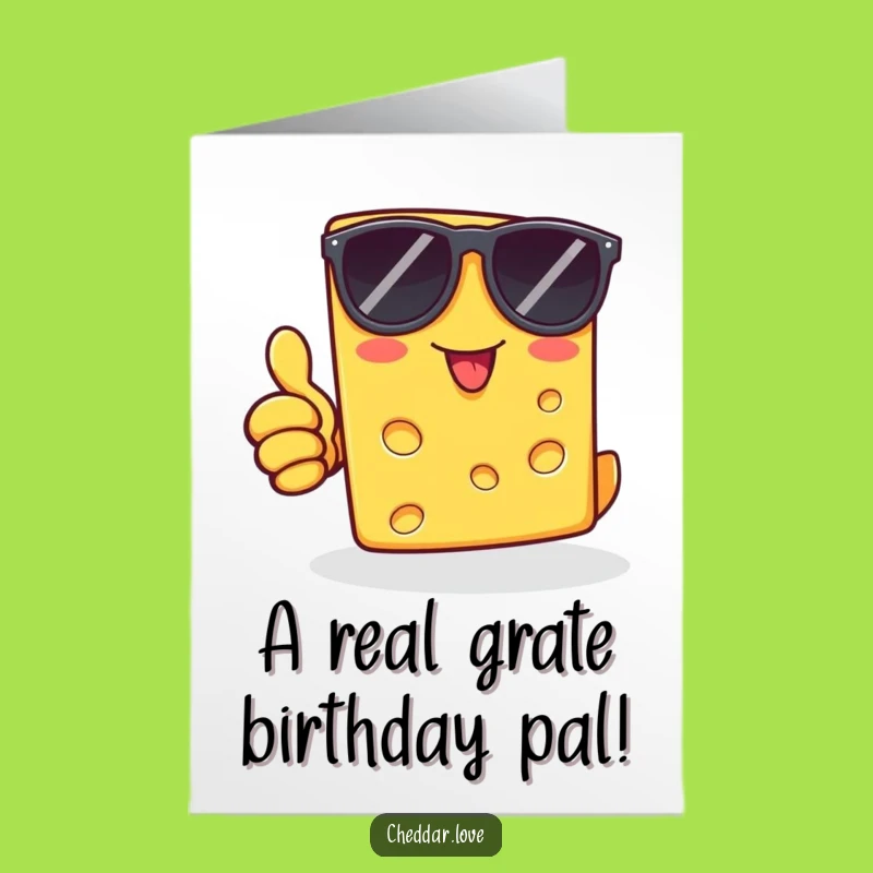 Free Printable Birthday Card: Funny Cheese Dude Thumbs Up Greeting