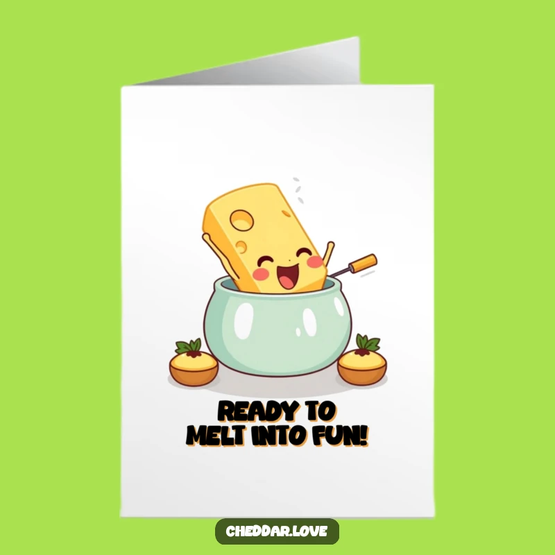 Free Printable Birthday Card: Funny Cheese Slice Fondue Fun - Downloadable Greeting