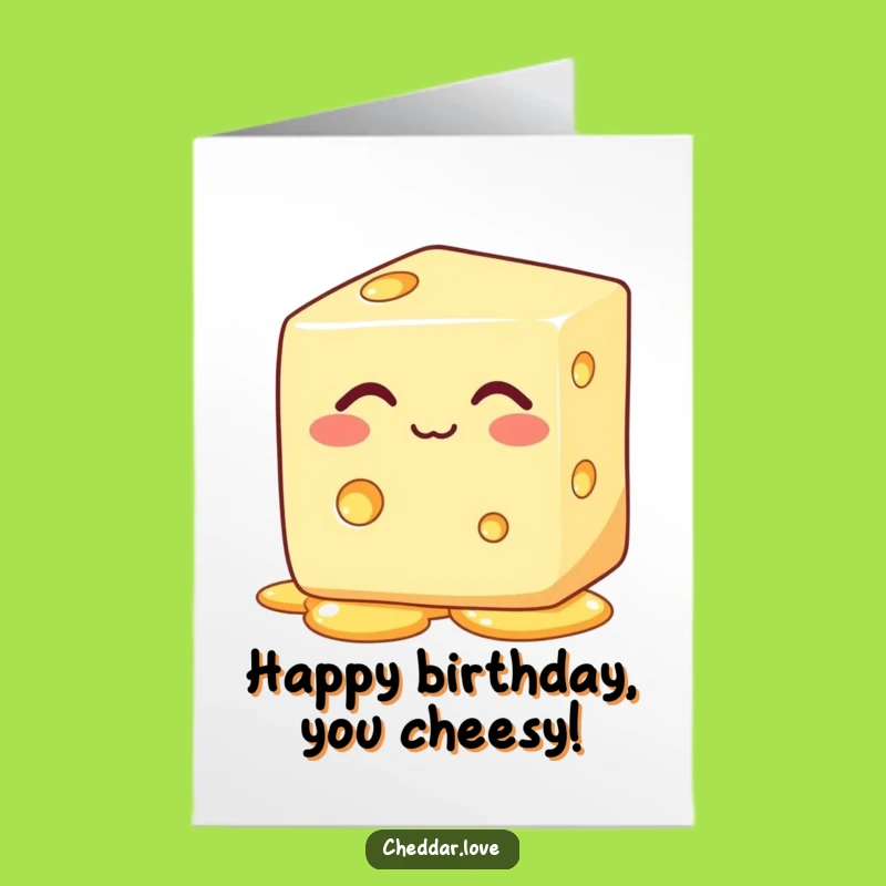 Free Printable Funny Cheese Birthday Card: Melting Bliss - Cheesy Downloadable Gift