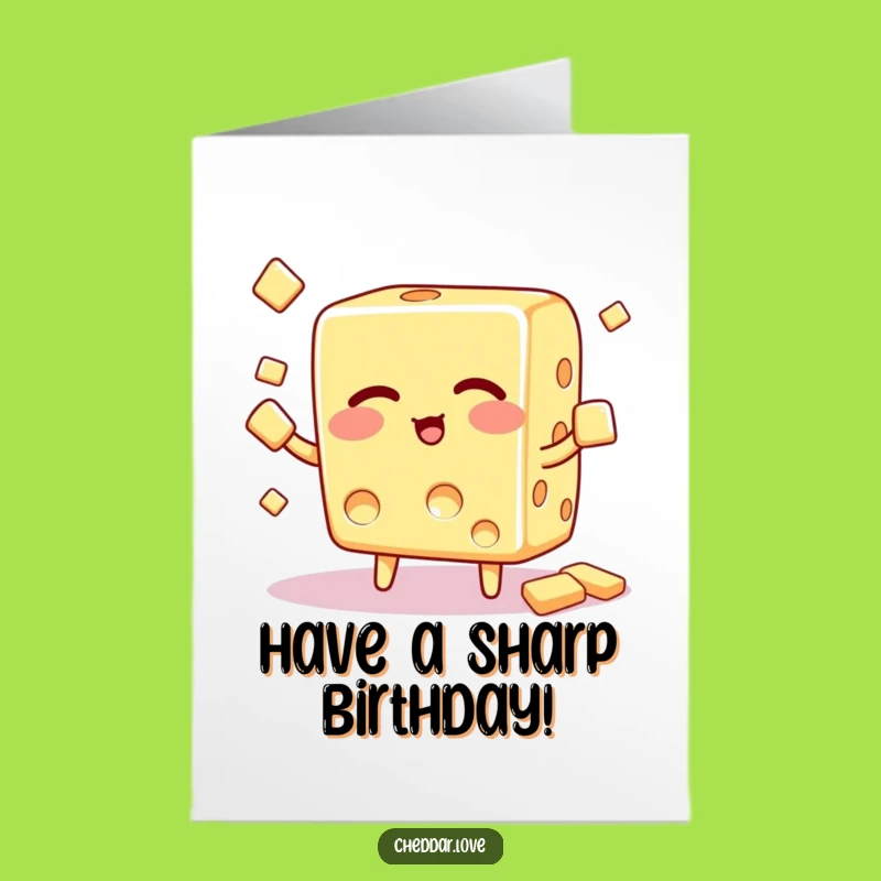 Free Printable Birthday Card: Juggling Cheese Cube Funny Downloadable Greeting