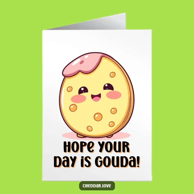 Free Printable Birthday Card: Blushingly Happy Cheese Wheel - Downloadable Greeting