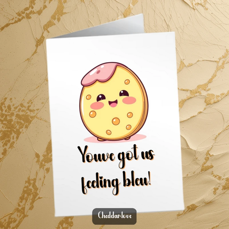 Funny Free Printable Congratulations Card of a cheese wheel blushing with happiness, celebrating a joyous occasion.