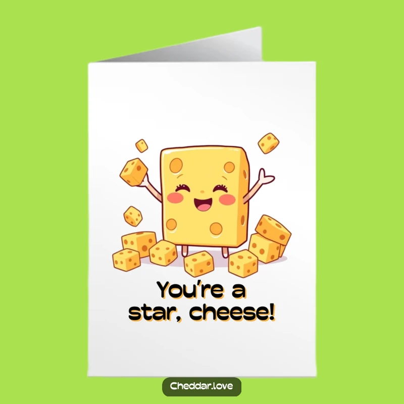 Free Printable Congrats Card: Juggling Cheese - Cheesy Achievement Gift