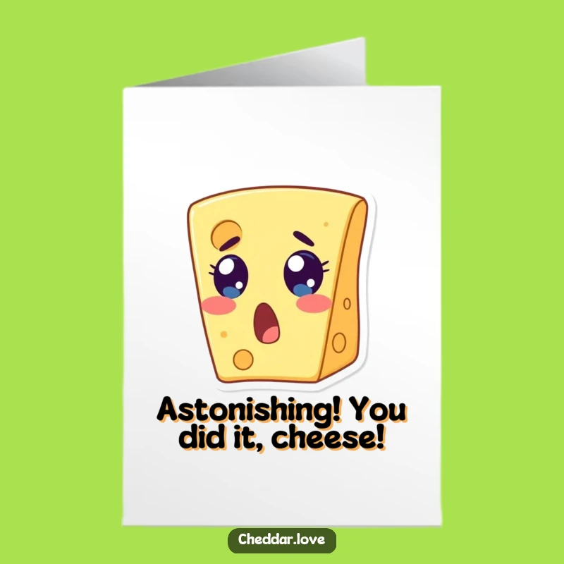 Free Printable Congrats Card: Surprised Cheese Slice Funny Downloadable Greeting