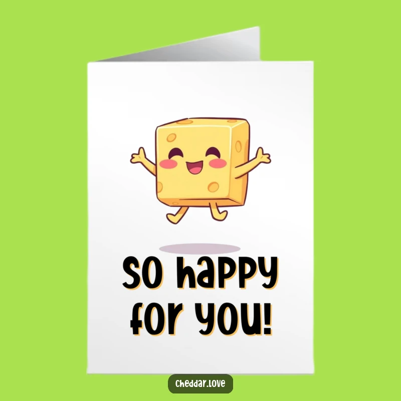 Free Printable Congrats Card: Jumping Cheese Cube - Funny Downloadable