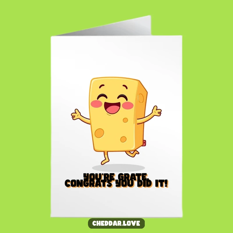 Free Printable Congrats Card: Happy Cheese Block Celebrates Downloadable Gift
