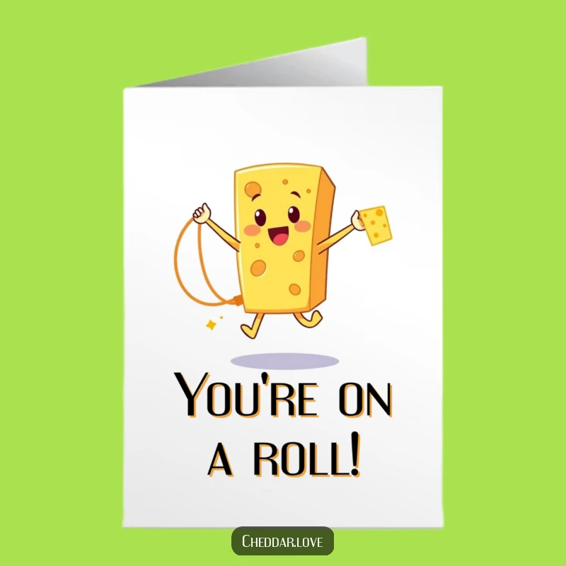 Free Printable Congrats Card: Cheesy Cheddar Rope Skipping Victory Digital Download Gift