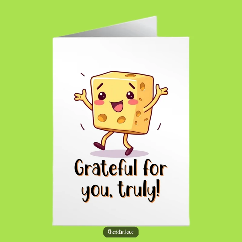 Free Printable Thank You Card: Dancing Cheese Block Funny Downloadable Gift