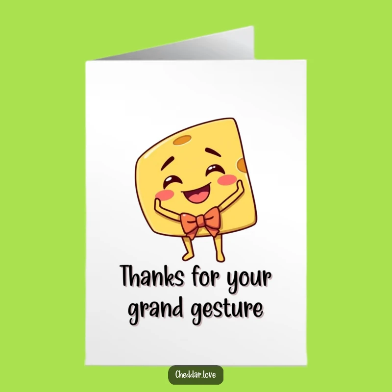 Free Printable Thank You Card: Cheesy Dramatic Bow Expressing Gratitude Digital Gift