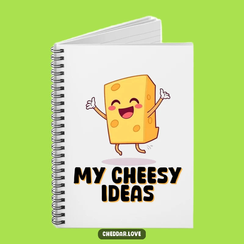 Funny Grinning Cheddar Cheese Dance Notebook, Humorous Stationery Gift
