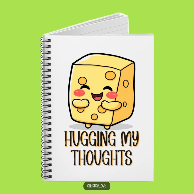 Funny Happy Cheese Slice Hug Notebook, Humorous Stationery Gift