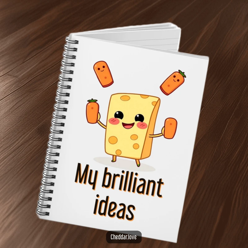 Funny Notebook: A grinning cheese slice juggles pepperoni, perfect for jotting down recipes and ideas.