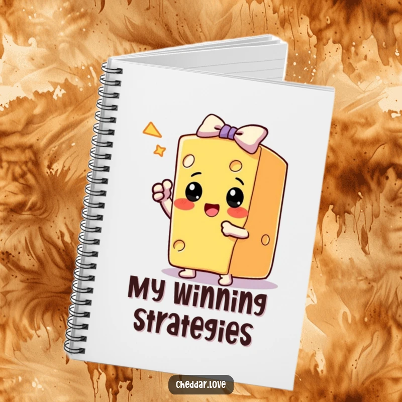 Funny Notebook: A block of cheese takes a triumphant bow after a trick, perfect for jotting down ideas.