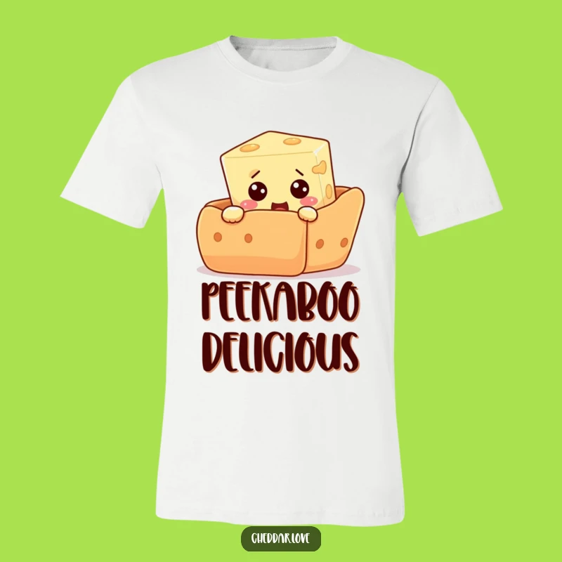 Funny Cheese Cube T-Shirt: Surprised Snack Peek - Hilarious Tee for Food Lovers