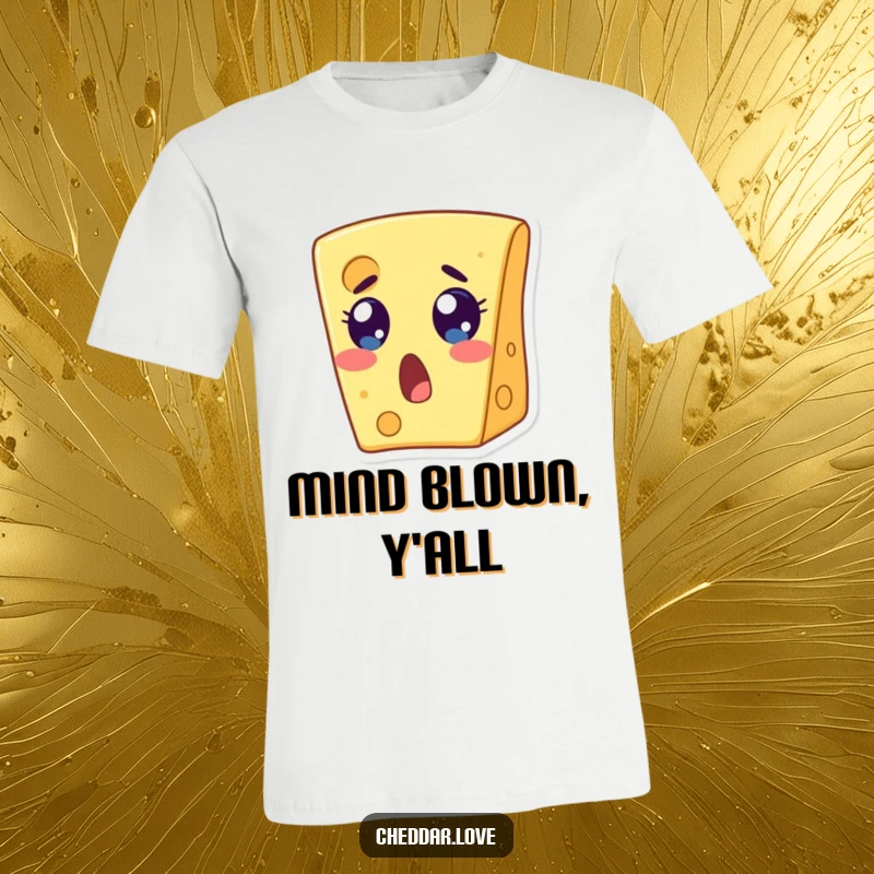 Funny t-shirt showcasing a shocked cheese slice with wide eyes and an open mouth. A great funny gift.