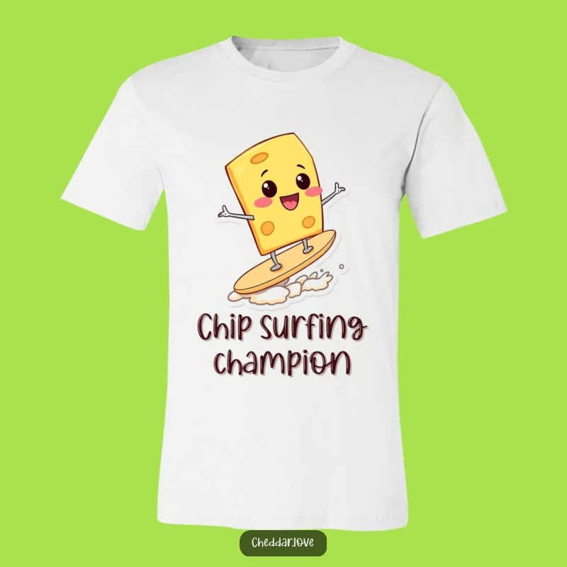 Funny Surfing Cheese Wedge T-Shirt: Deliciously Hilarious Snack Adventure - Perfect Gift!