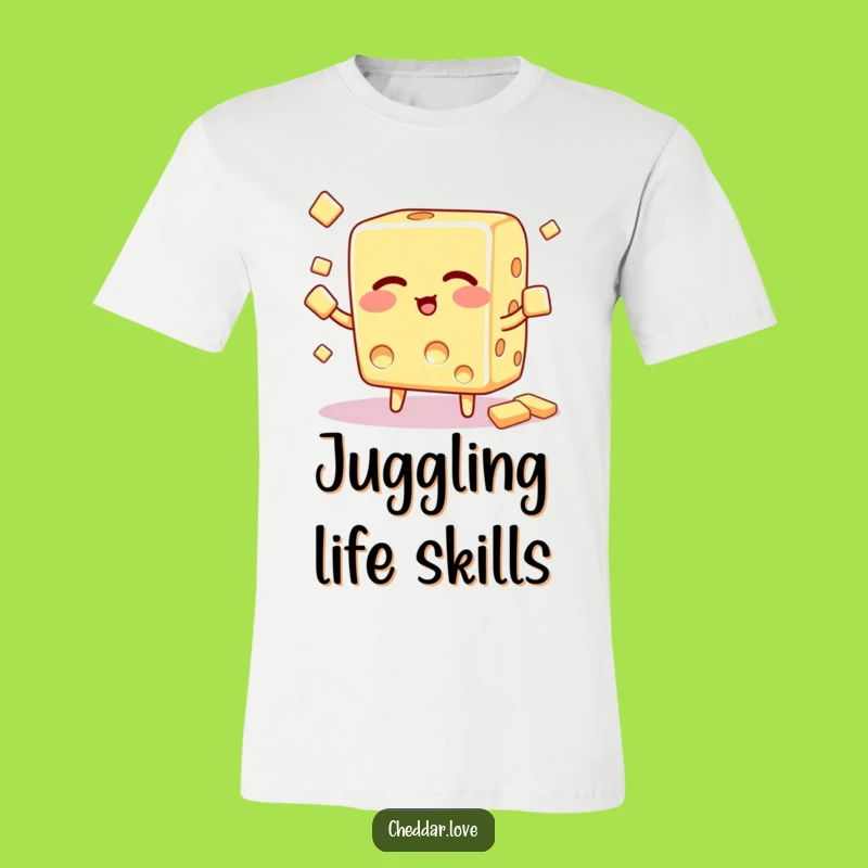 Funny Winking Cheese Cube T-Shirt: Juggling Snacks with Style - Perfect Gift!