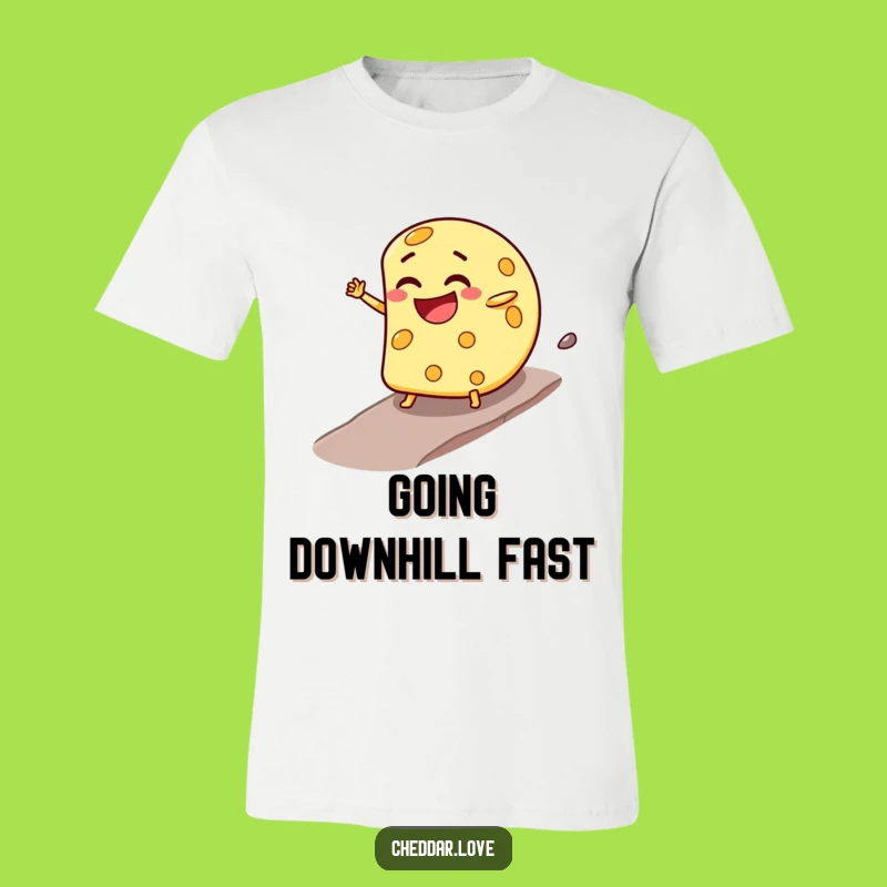 Funny Cheese Wheel T-Shirt: Joyful Downhill Ride - Hilarious Gift!