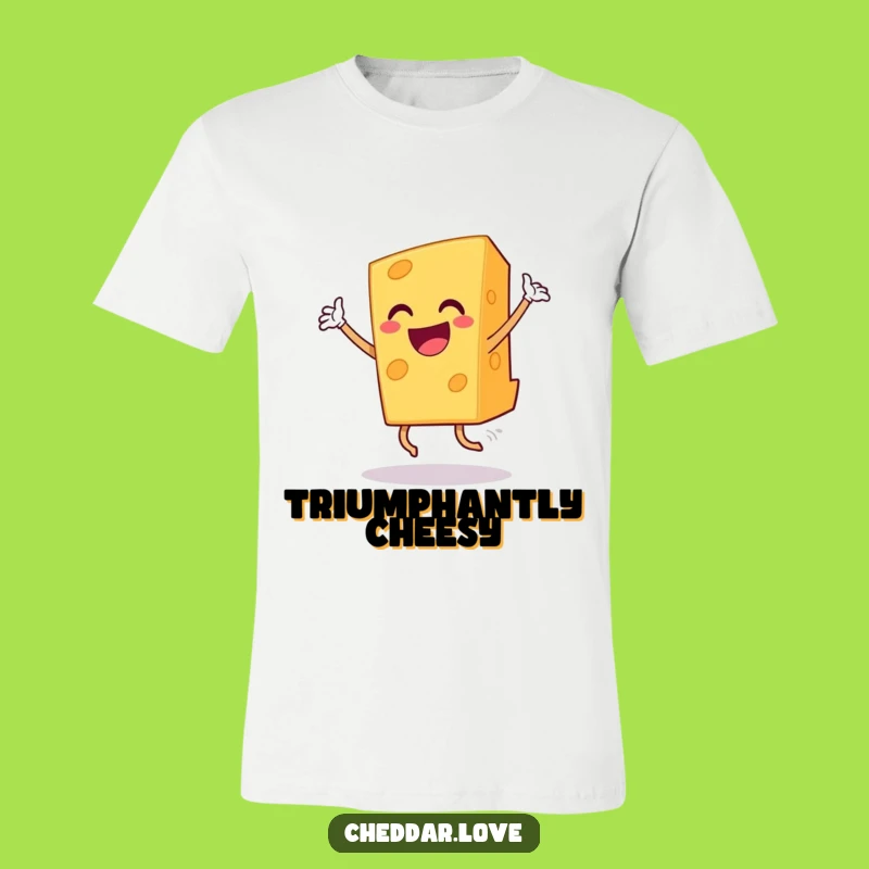 Funny Grinning Cheddar Cheese Dance T-Shirt, Humorous Gift for Foodies