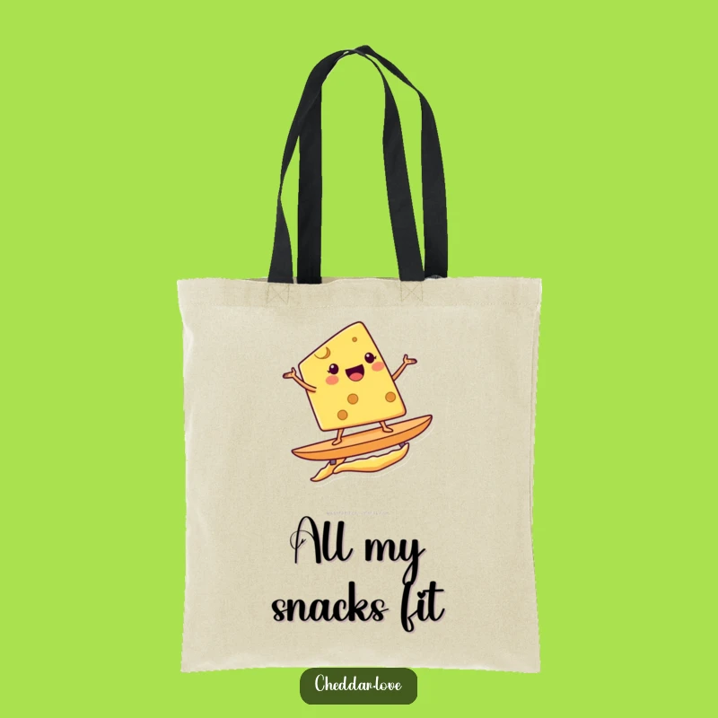 Funny Cheese Wedge Surfing Tote Bag - Handy Potato Chip Carrier, Ideal Gift