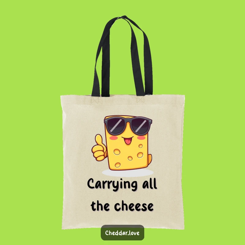 Funny Cheddar Cheese Sunglasses Thumbs Up Tote Bag: Carry Your Humor in Style