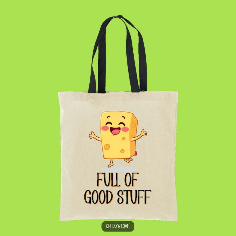 Funny Cheese Jig Tote Bag: Grinning Cheddar Fun, Carry Your Joy!