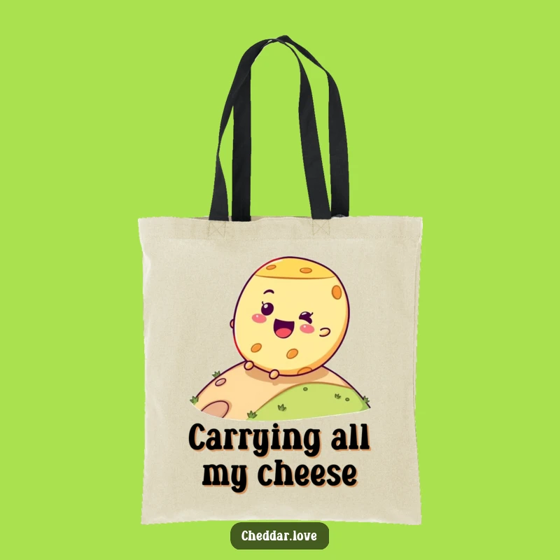 Funny Cheese Wheel Rolling Tote Bag - Joyful Dairy Accessory Gift