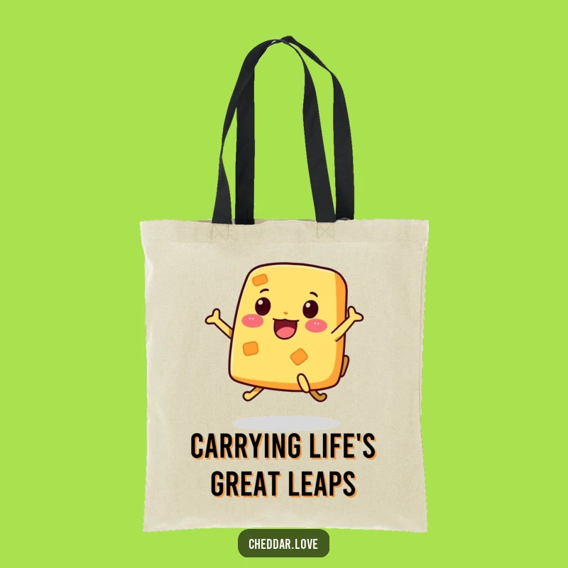 Funny Jumping Cheese Tote Bag: Carry Your Essentials with Cheesy Enthusiasm, Great Humorous Gift!